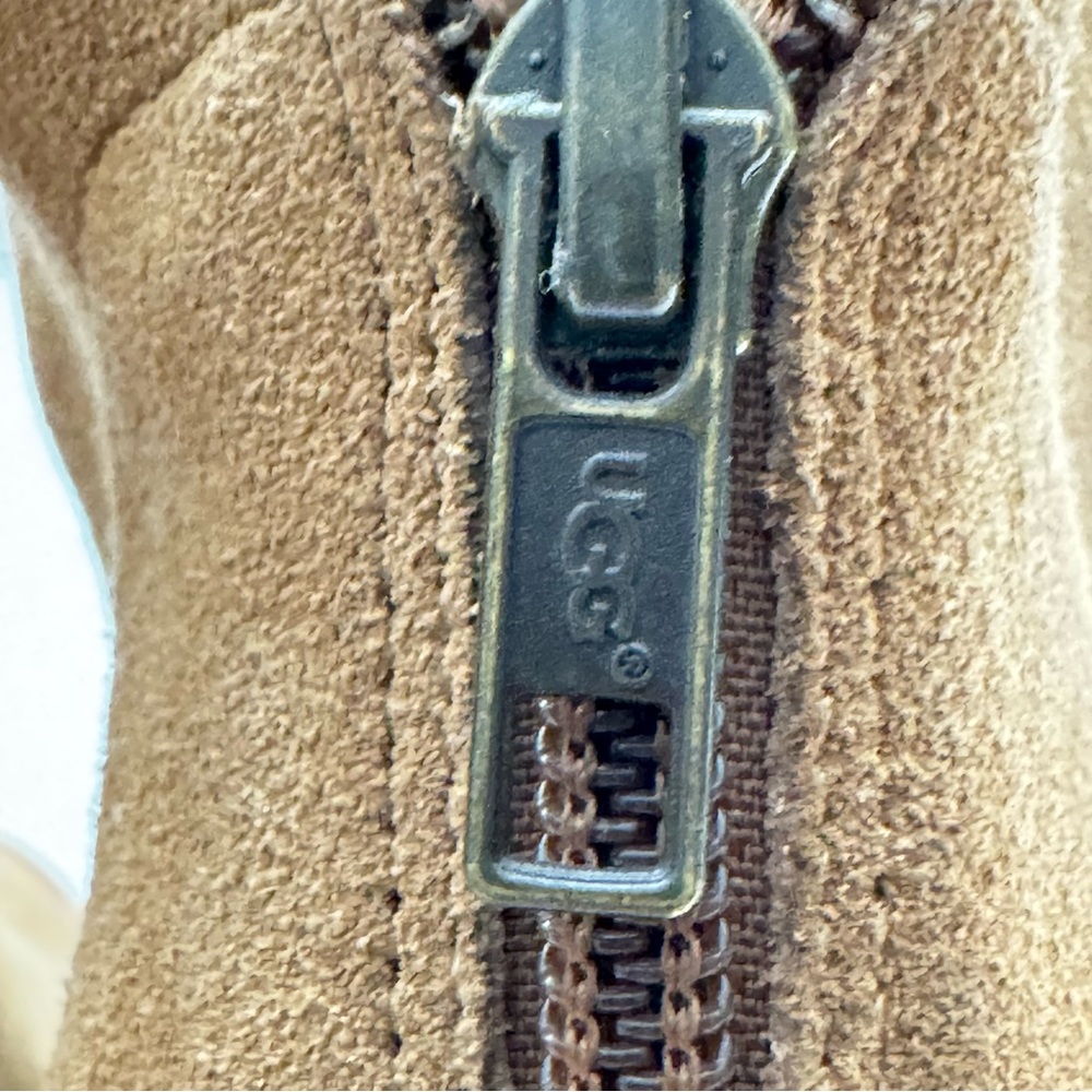 UGG Women's Ginger Chestnut Suede Peep Toe Ankle Boots Sz. 9 - Picture 10 of 12